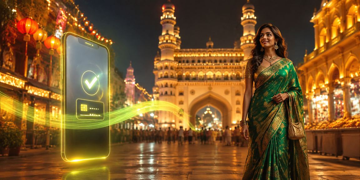 User logging in using mobile near Hyderabad Charminar