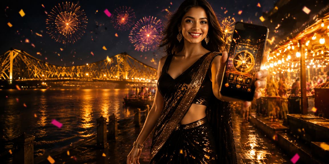 Evening view of Howrah Bridge and casino app users in Kolkata