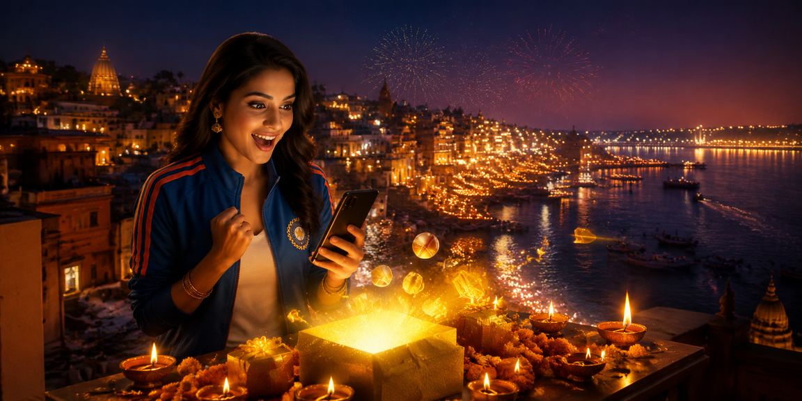 Players enjoying cricket betting at Varanasi during Diwali festival